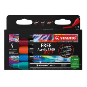 STABILO® FREE Acrylic - T300 Okrúhly hrot 2-3 mm - Urban - 5 ks sada s 5 rôznymi farbami (692/5-01)