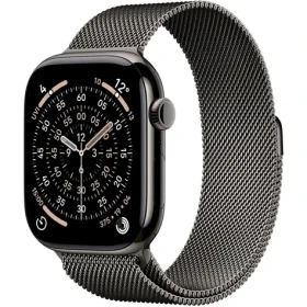 Apple Watch Series 11 GPS+Cellular 46mm Bridlicovo šedé titánové telo - Bridlicovo šedý milánsky ťah M/L / 150-200 mm (MFD44MP/A)