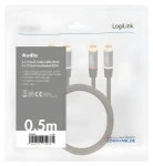 LogiLink 2x RCA (M) - 2x RCA (M) 0,5m čierna / Audio kábel / pozlátené konektory / tienený (CA1201)