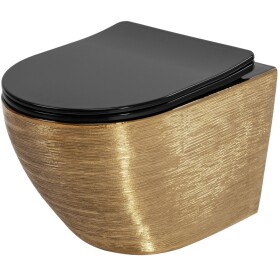 REA - Závesná WC misa Carlo Mini Tornado Black Brush Gold REA-C4330