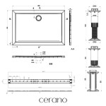 CERANO - Sprchová vanička obdĺžniková Brio - SMC/minerálny kompozit - štruktúrovaná biela - 120x80x4 + 2x čelný panel + nožičky CER-281758