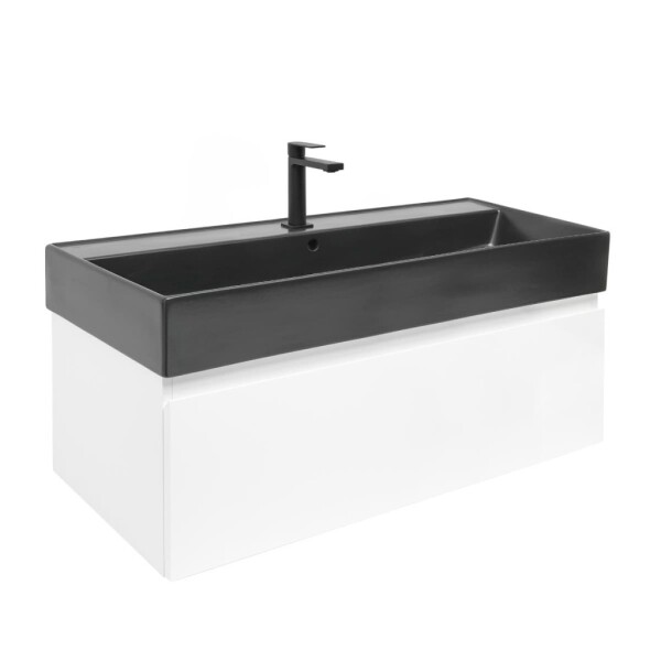 Kúpeľňová skrinka s umývadlom SAT B-WAY 99x30x45 cm biela lesk BWAY100WU2BB BWAY100WU2BB