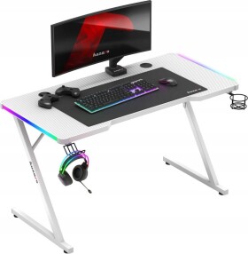 Huzaro Biurko Gamingowe Hero 2.5 Rgb Led Pilot White Carbon 120 Cm X 60 Cm