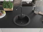 MEXEN/S MEXEN/S - Diego granitový drez 1 488 x 480 mm, čierna kropenatá, + čierny sifón 6512481000-76-B