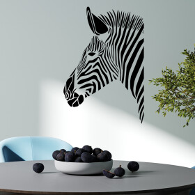 Veselá Stena Samolepka Hlava zebry Farba: černá, Veľkosť: 80 x 55 cm