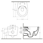 SAPHO - SENTIMENTI závesné WC Rimless s podomietkovou nádržkou a tlačidlom Schwab, biela 10AR02010SV-SET5