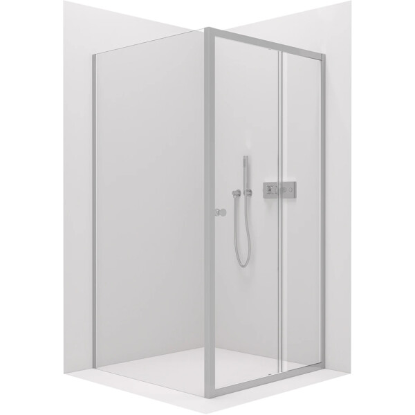 CERANO - Sprchovací kút Varone POINT Ľ/P - 6 mm - chróm, transparentné sklo - 140x100x195 - posuvný CER-DY505-140100