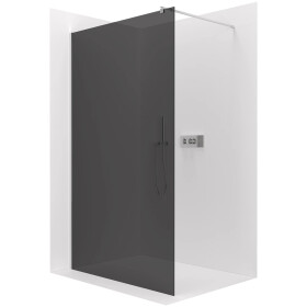 CERANO - Sprchová zástena Walk-in Onyx Round Ľ/P - 8 mm - okrúhla vzpera - chróm, grafitové sklo - 50x200 CER-8050BD215