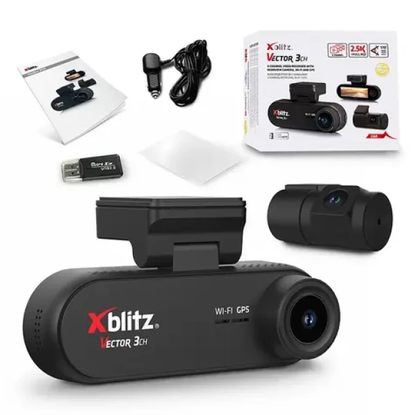 XBlitz Vector 3CH čierna / Kamera do auta / 3 kamery / 2.5K / GPS / Wi-Fi / 3,2" displej / parkovací mód (XBLITZ VECTOR 3CH)