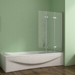 H K - Vaňová zástena S33 130x140cm - trojdielna sklopná, číre sklo SE-S33-130