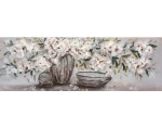 Ručne maľovaný obraz Kvetinové zátišie 120x40 cm, olejomaľba%