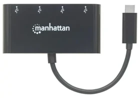 Manhattan USB-C Hub čierny / USB hub / 4X USB-A / USB 3.2 Gen 1 / 5 Gbit / s / Bus Power (162746)