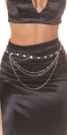 Sexy Bodychain / chain belt with rhinestones silver Einheitsgroesse