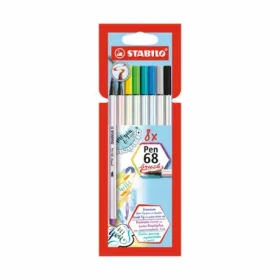 STABILO® Pen 68 brush - 8 ks súprava - 8 rôznych farieb (568/08-21)