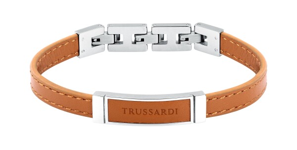 Trussardi Svetlo hnedý kožený náramok pre mužov T-Leather TJAXZ04