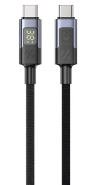 Unitek nabíjací kábel USB-C - USB-C s displejom čierna / Nabíjací kábel / PD 60W / opletený / 3 m (C14158ABK01-3M)