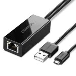 Ugreen Ethernetový adaptér pre TV Stick / 1m kábel / RJ45 / USB-A, micro USB / pre Chromecast a Micro TV Sticks (6957303839858)