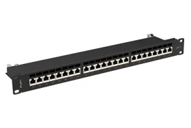 Lanberg Patch panel 24 portov 1U 19" čierny / Patch panel / Kat.7 FTP tienený / RJ-45 / IDC/LSA (PPS7-1024-B)