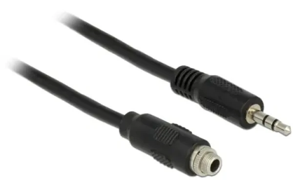DeLock kábel Jack 3,5 mm zásuvka panelová - Jack 3,5 mm zástrčka / Audio kábel / 3pin / 1 m / čierny (85116)