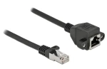 DeLock Predlžovací kábel RJ45 (M)-RJ45 (F) Cat.6A 0,25 m čierna / Predlžovací kábel / S/FTP / 26 AWG (86998)