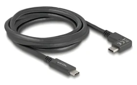 DeLock USB-C 5 Gbps 2 m / USB kábel / USB-C - USB-C / PD 60 W / DP Alt Mode 4K60Hz / 1x rovný, 1x zahnutý konektor (80038)