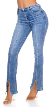 Sexy Bootcut Highwaist Jeans with Slit denimblue