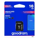 Goodram microSDHC 16GB + adaptér / Class 10 / UHS-I U1 / R: 100 MBs / W: 10 MBs (M1AA-0160R12)