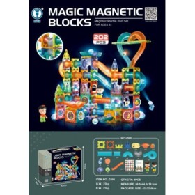 Mamido Magnetická svietiaca stavebnica guličková dráha 202 dielov