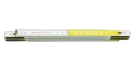 Vorel PERFECT bielo-žltá / Skladací meter drevený okovaný / 1 m (15004)