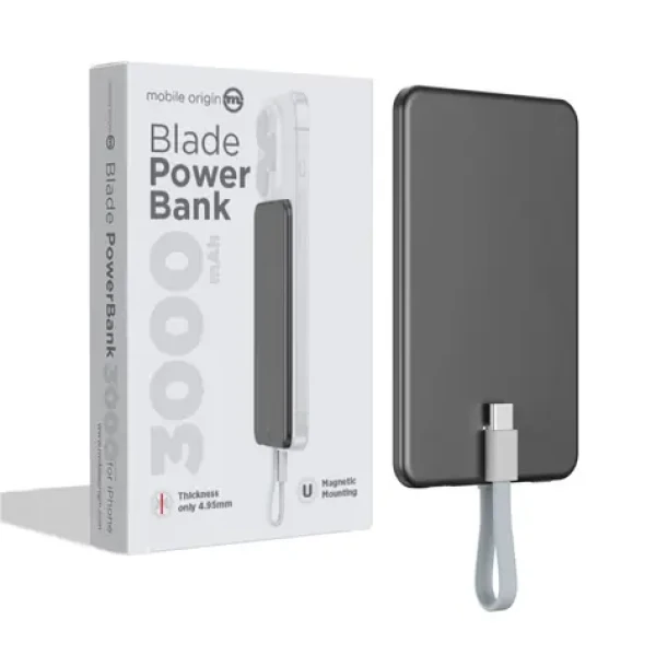 Mobile Origin Blade PowerBank 3000mAh sivá / 2x USB-C / MagSafe (PBB-3KC-GRY)
