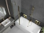 MEXEN/S - Cube obdĺžniková vaňa 180 x 80 cm s panelom + vaňová zástena 100, transparent, zlatá 550518080X9410115000