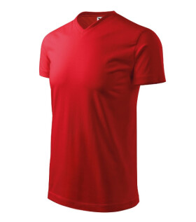 Ťažké tričko s výstrihom do V unisex červené 2XL