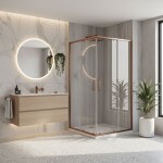 REA/S - Sprchovací kút City 80x100 Brush Copper So sprchovou vaničkou Savoy KPL-K6981