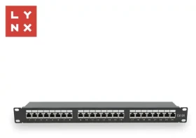 Lynx Patch panel 24 portov čierny / Patch panel / 19" / STP / Cat6a / 50µ pozlátenie / tienený (LX-24-STP6A-BK)
