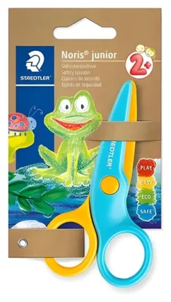 Staedtler Nožnice Noris junior modro-žlté / Bezpečnostné / Dĺžka 100 mm / Pre pravákov / Od 2 rokov (965 40 BK)