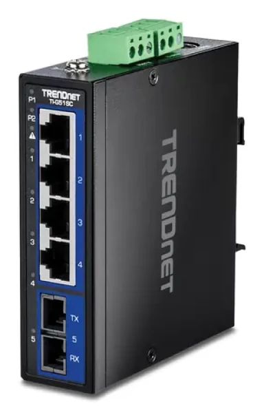 Trendnet TI-G51SC / Switch / Priemyselný / DIN lišta / 4X Gigabit RJ-45 / 1x SFP / Unmanaged (TI-G51SC)