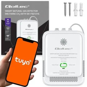 Qoltec 52651 Detektor úniku zemného plynu / Detektor plynu / CH4 / Wi-Fi / Tuya / alarm 85 dB (52651)