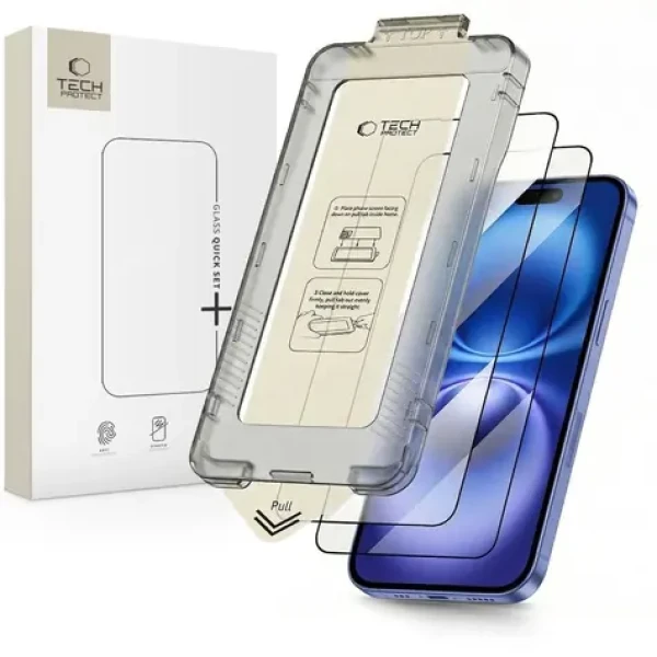 Tech-Protect Quick Set+ pre Apple iPhone 15/16 / Ochranné tvrdené sklo / 2 ks