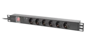 Lanberg PDU čierna / Zásuvková lišta do racku / 19" / 1U / 6x zásuvka Schuko / 16 A / 2 m (PDU-06F-0200-BK)