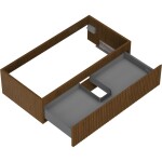 MEXEN/S - Rivel kúpeľňová skrinka pod umývadlo 90, 1 šuplík, reliéf, orech 91A20-09023-1-BF86