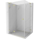 MEXEN/S - Lunar L sprchový kút dvere krídlové ľavá 70 x 80, transparent, zlato kartáčovaná 834L-070-080-55-00-L