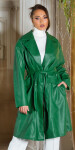 Sexy Koucla leather look coat with belt green Einheitsgroesse