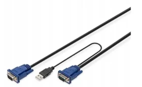 Digitus KVM kábel VGA/USB 5m čierno-modrá / Kábel / D-Sub15 + USB - D-Sub15 / Samec/samec (DS-19233)