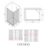 CERANO - Sprchovací kút Antelo L/P - 6 mm - chróm, transparentné sklo - 110x50x190 - otočný CER-8050BD130