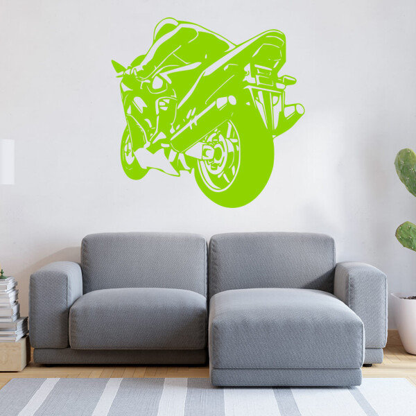 Veselá Stena Samolepka Športová motorka Farba: zelená, Veľkosť: 40 x 39 cm