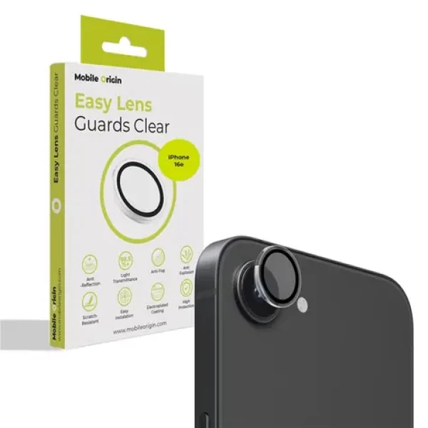 Mobile Origin Easy Lens guards ochranné sklo na objektív pre Apple iPhone 16e číra (FRL-LSG-i16e-CLR)