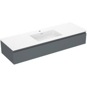 MEXEN/S - Rivel kúpeľňová skrinka 140 cm s umývadlom Otis, 1 šuplík, reliéf, grafit mat/biela mat - 91A20-14023-1-BF66-W18M0 91A20-14023-1-BF66-W18M01