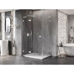MEXEN/S - Lunar L sprchový kút dvere krídlové ľavá 85 x 90, transparent, biela 834L-085-090-20-00-L