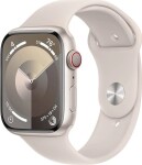 Apple Watch Series 9 GPS + Cellular, 45mm Koperta z aluminium w farbaze księżycowej powiaty z paskiem sportowym w farbaze księżycowej powiaty - M/L