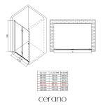 CERANO - Sprchové zalamovacie dvere Volpe L/P - 6 mm - čierna matná, transparentné sklo - 100x190 CER-423334
